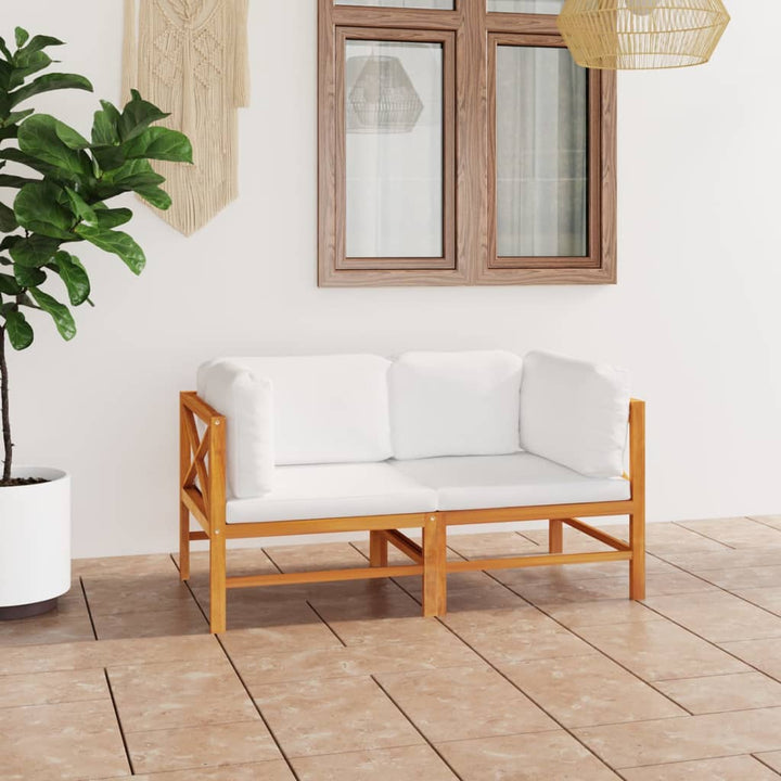 Set Mobilier Grădină Cu Perne , 4 Piese, Lemn Masiv De Tec