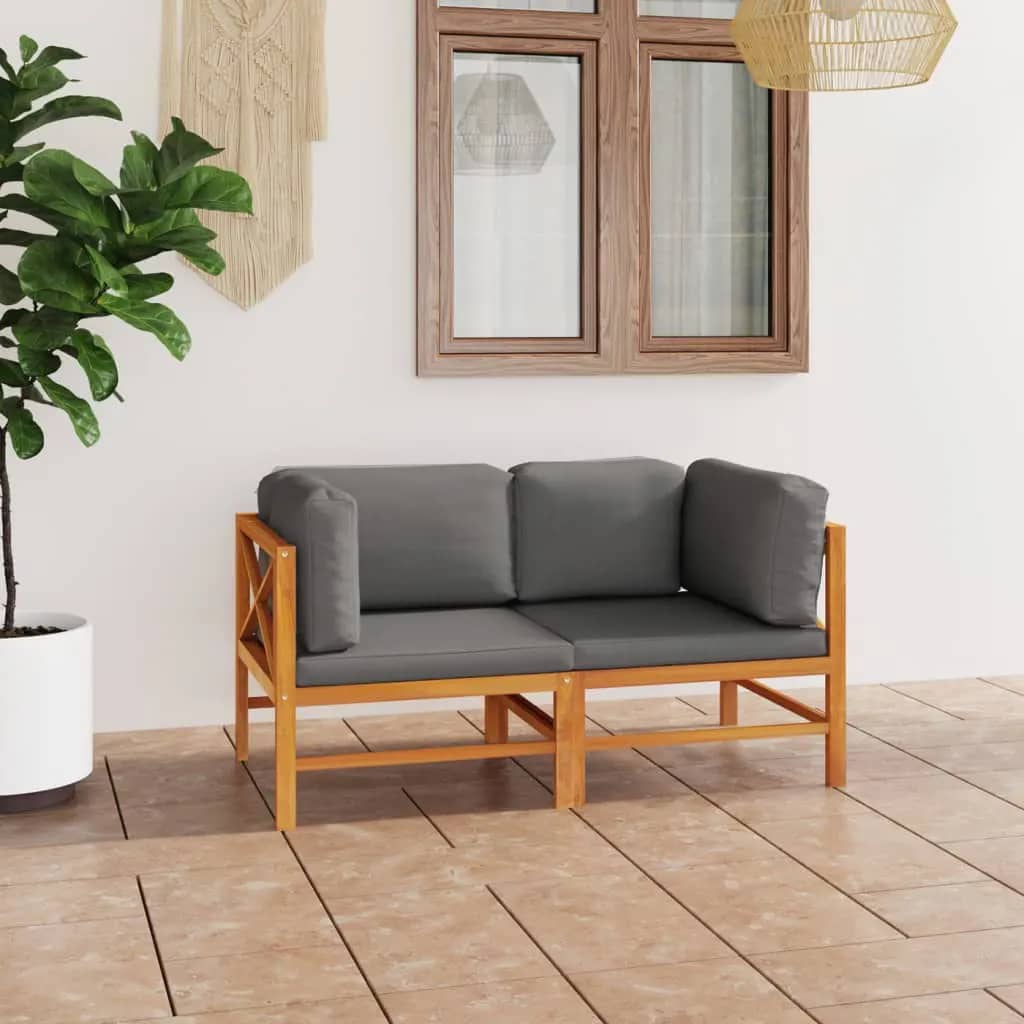 Set Mobilier Grădină Cu Perne , 4 Piese, Lemn Masiv De Tec