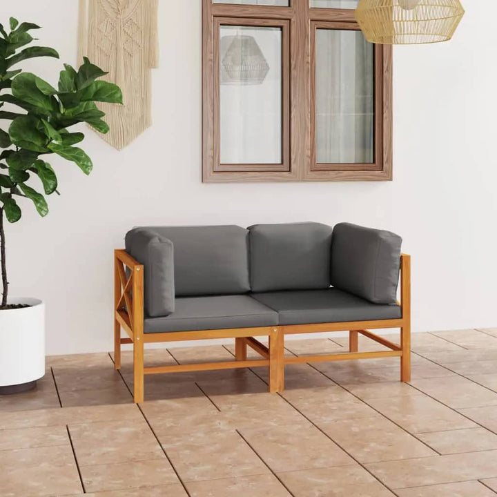 Set Mobilier Grădină Cu Perne , 4 Piese, Lemn Masiv De Tec