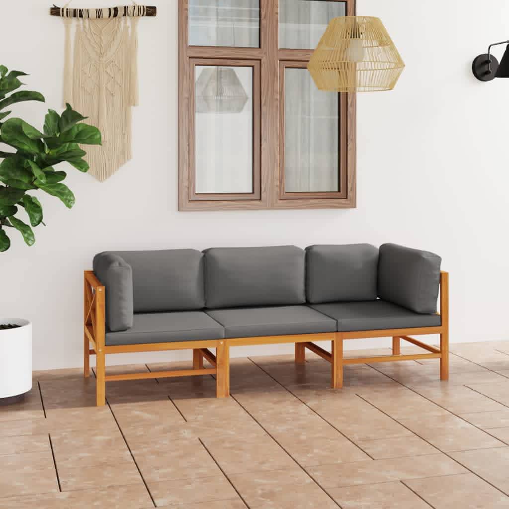 Set Mobilier Grădină Cu Perne , 4 Piese, Lemn Masiv De Tec