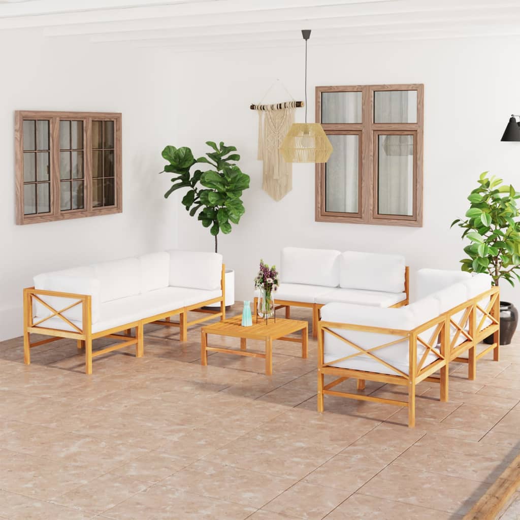 Set Mobilier Grădină Cu Perne , 4 Piese, Lemn Masiv De Tec