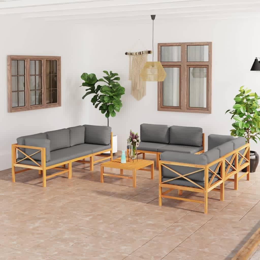 Set Mobilier Grădină Cu Perne , 4 Piese, Lemn Masiv De Tec