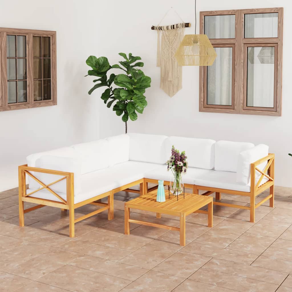 Set Mobilier Grădină Cu Perne , 4 Piese, Lemn Masiv De Tec
