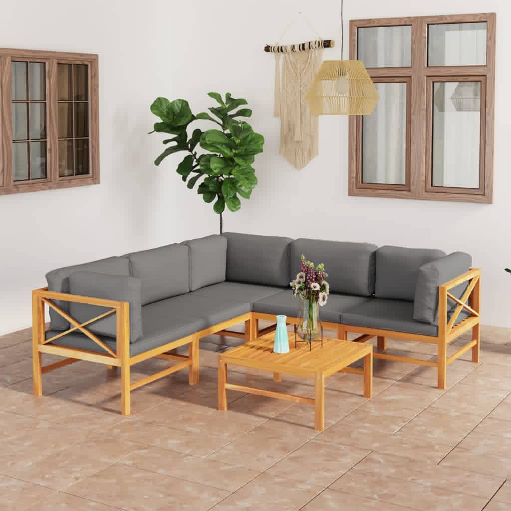 Set Mobilier Grădină Cu Perne , 4 Piese, Lemn Masiv De Tec