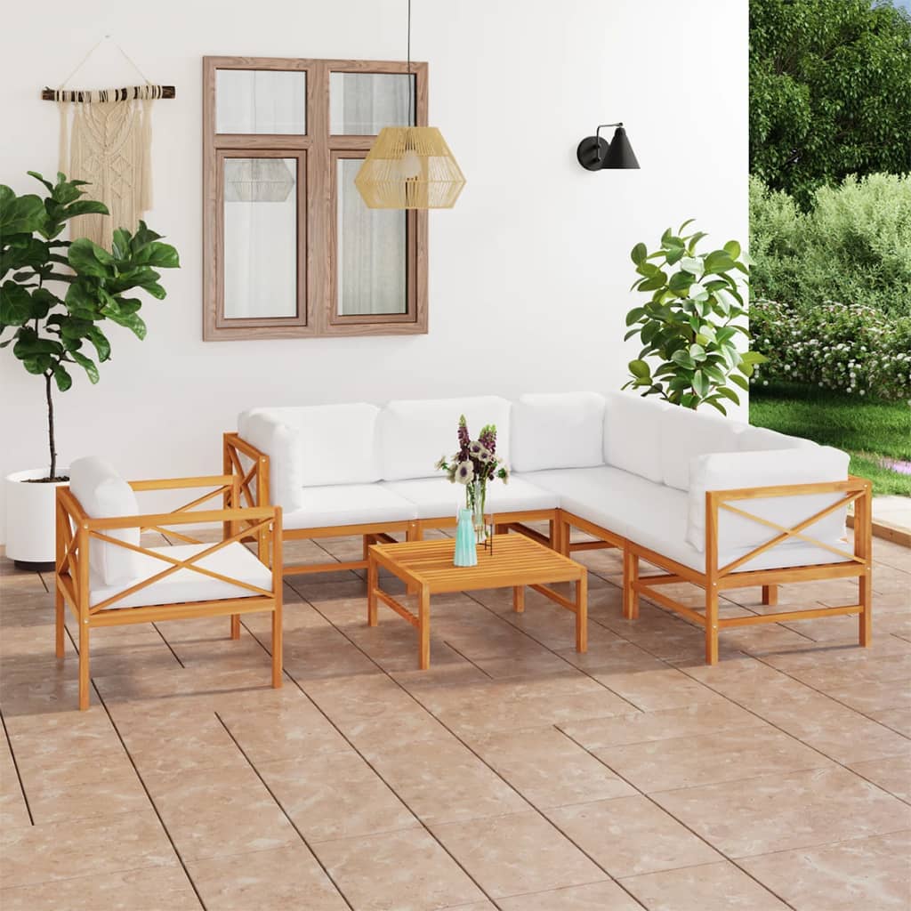 Set Mobilier Grădină Cu Perne , 4 Piese, Lemn Masiv De Tec