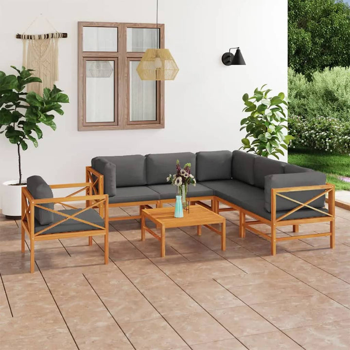 Set Mobilier Grădină Cu Perne , 4 Piese, Lemn Masiv De Tec