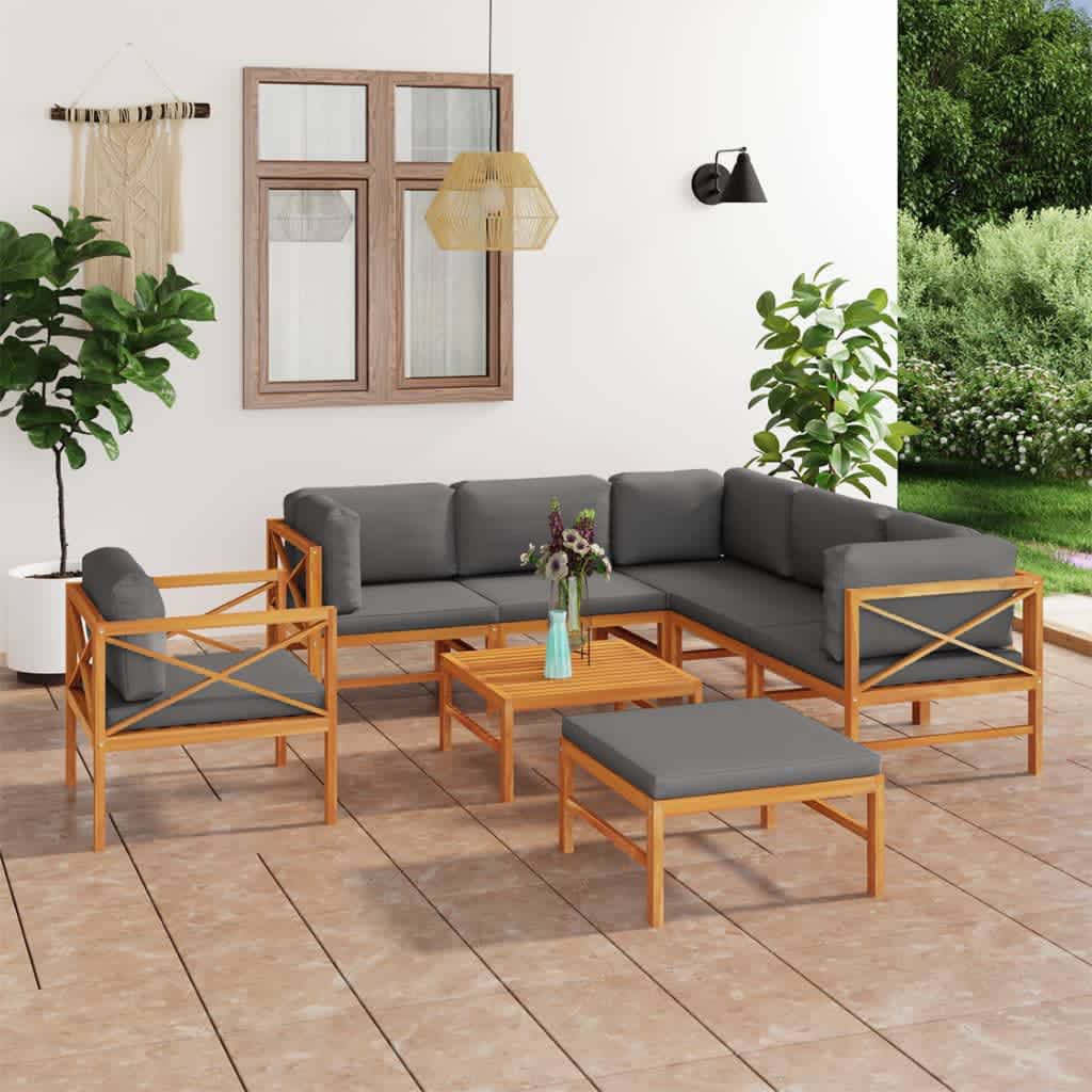 Set Mobilier Grădină Cu Perne , 4 Piese, Lemn Masiv De Tec