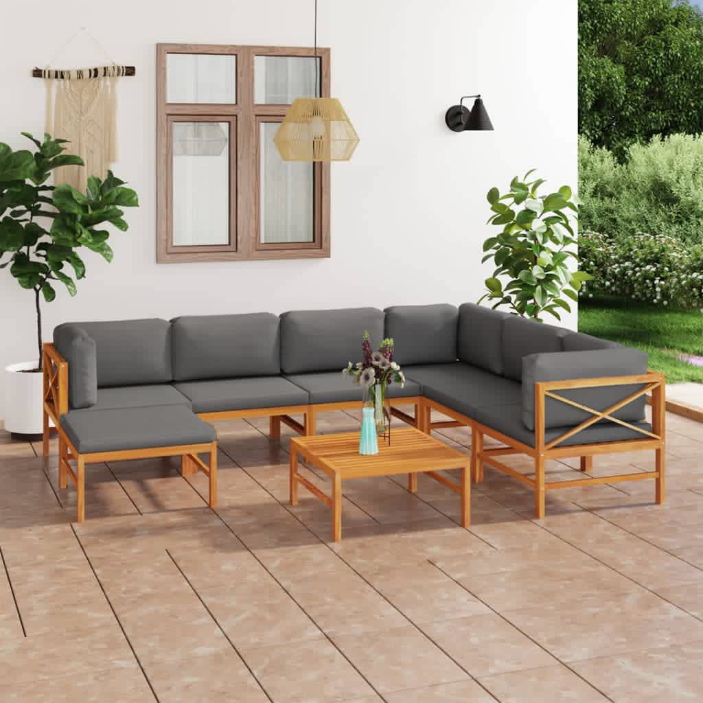 Set Mobilier Grădină Cu Perne , 4 Piese, Lemn Masiv De Tec