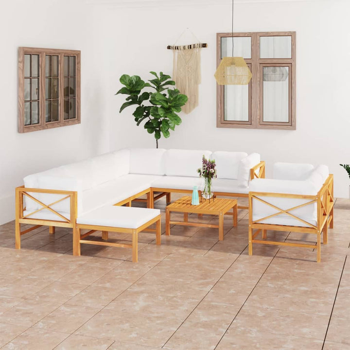 Set Mobilier Grădină Cu Perne , 4 Piese, Lemn Masiv De Tec