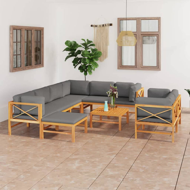 Set Mobilier Grădină Cu Perne , 4 Piese, Lemn Masiv De Tec