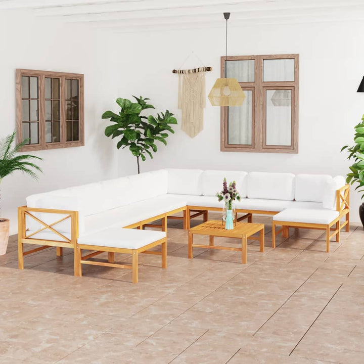 Set Mobilier Grădină Cu Perne , 4 Piese, Lemn Masiv De Tec