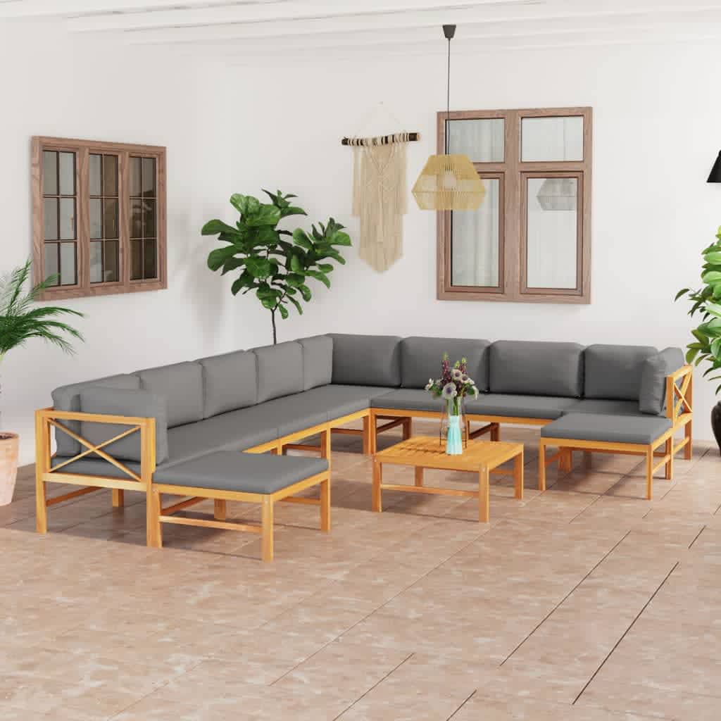 Set Mobilier Grădină Cu Perne , 4 Piese, Lemn Masiv De Tec