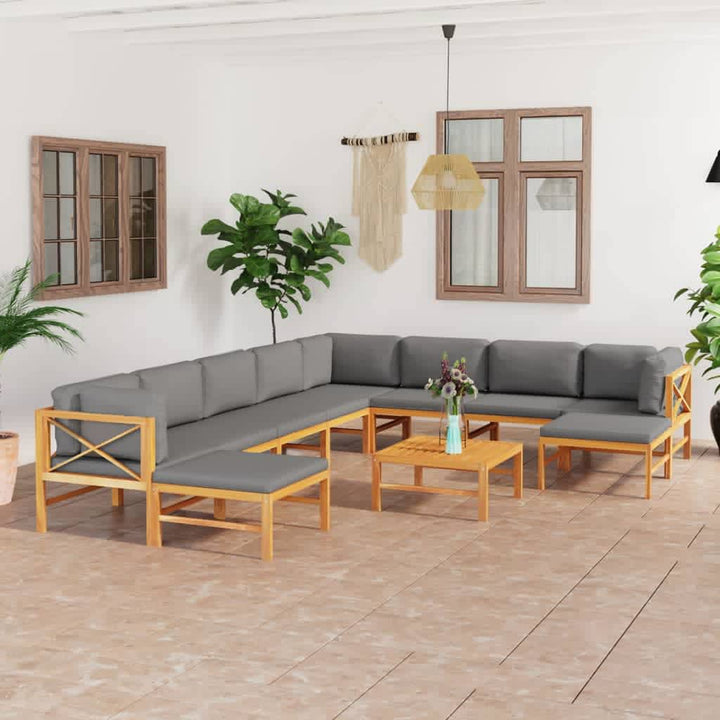 Set Mobilier Grădină Cu Perne , 4 Piese, Lemn Masiv De Tec