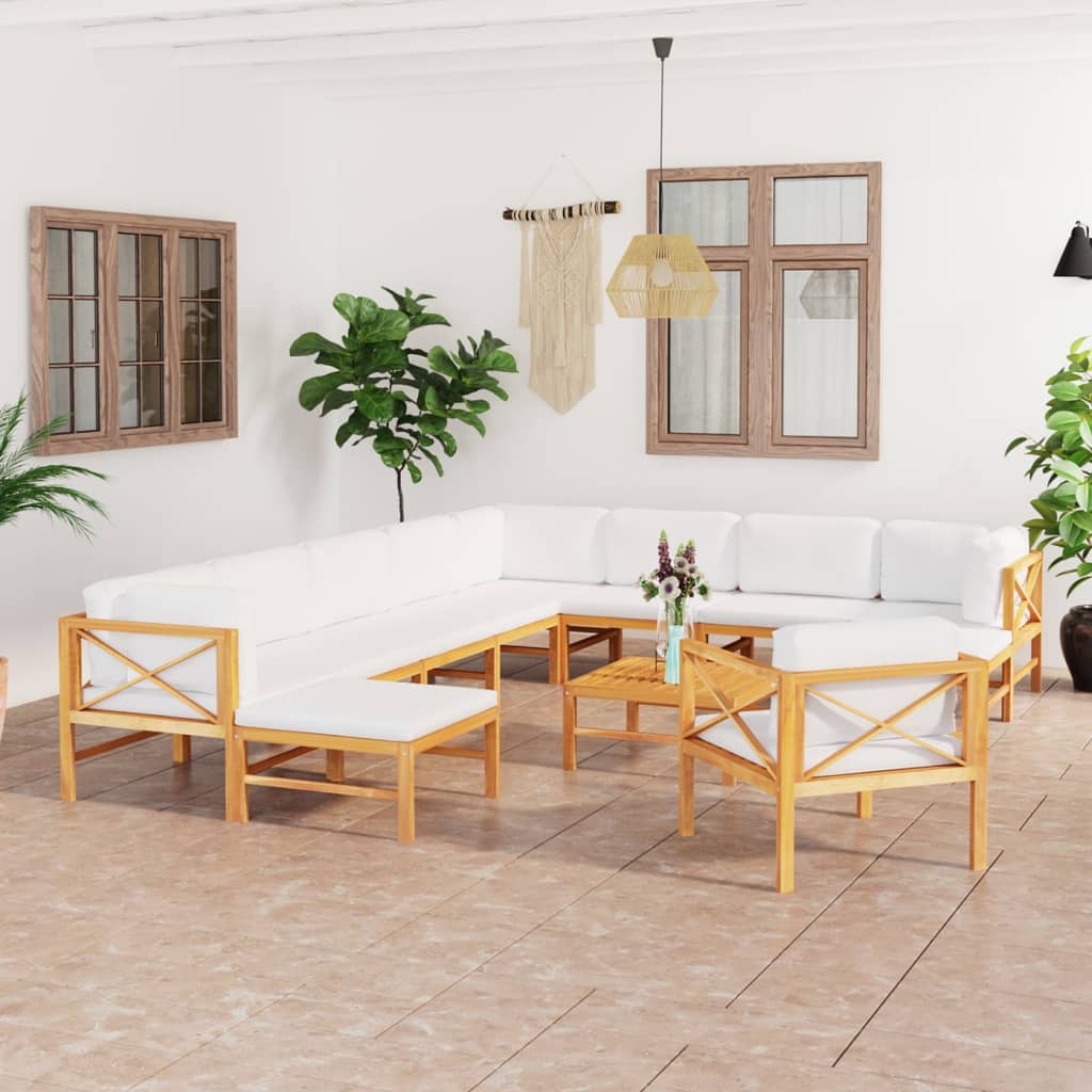 Set Mobilier Grădină Cu Perne , 4 Piese, Lemn Masiv De Tec