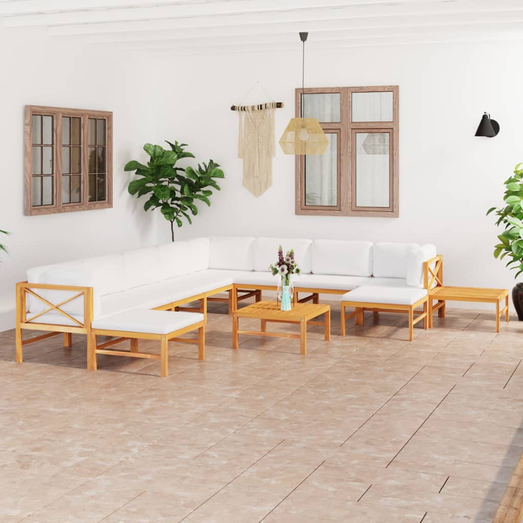 Set Mobilier Grădină Cu Perne , 4 Piese, Lemn Masiv De Tec