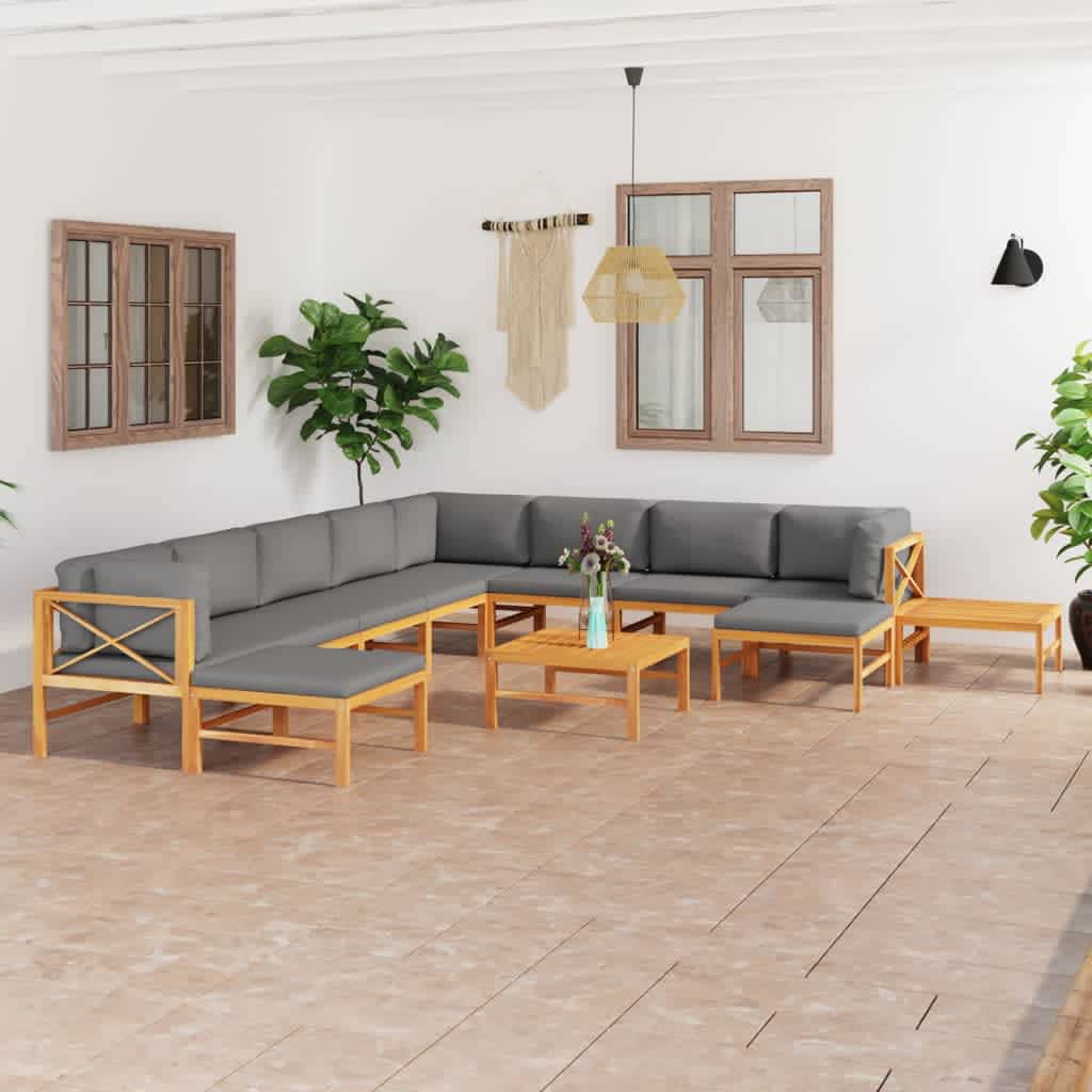 Set Mobilier Grădină Cu Perne , 4 Piese, Lemn Masiv De Tec