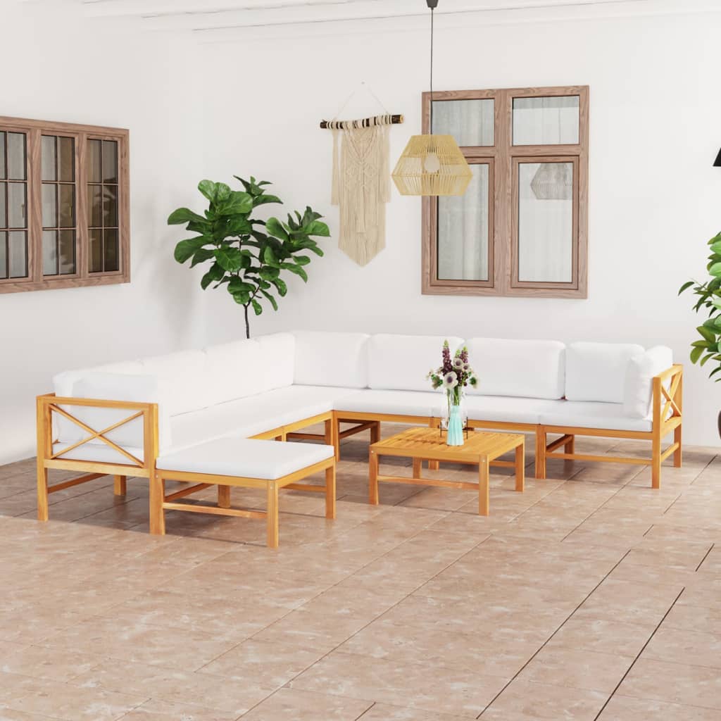 Set Mobilier Grădină Cu Perne , 4 Piese, Lemn Masiv De Tec