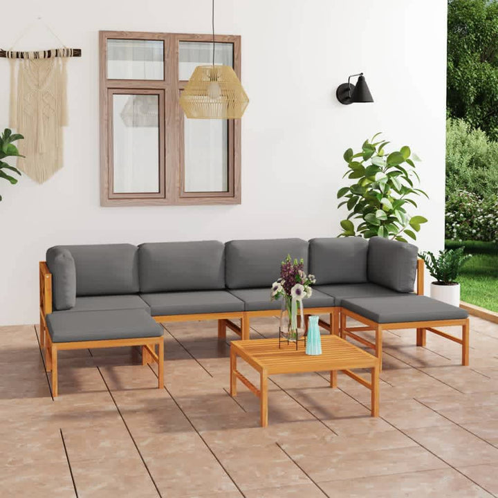 Set Mobilier Grădină Cu Perne , 4 Piese, Lemn Masiv De Tec