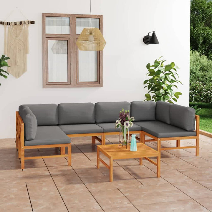 Set Mobilier Grădină Cu Perne , 4 Piese, Lemn Masiv De Tec
