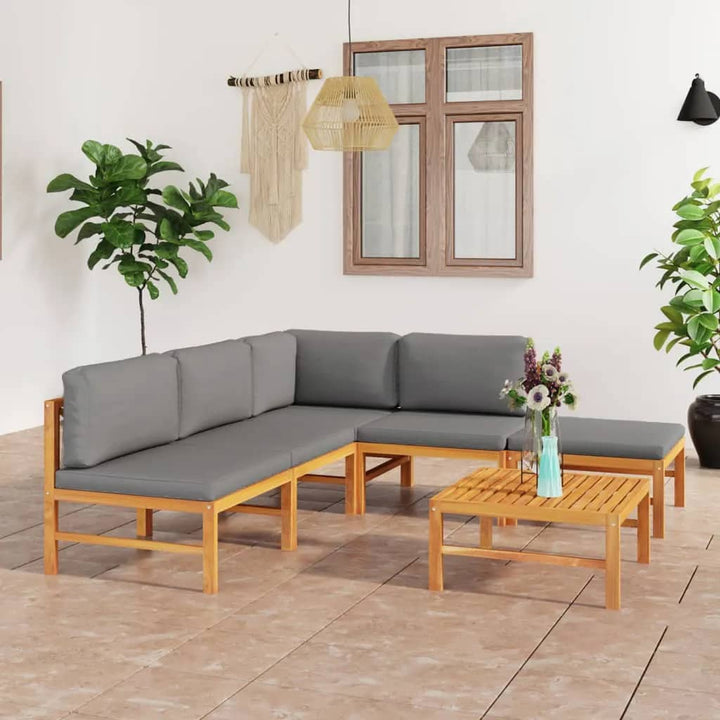 Set Mobilier Grădină Cu Perne , 4 Piese, Lemn Masiv De Tec