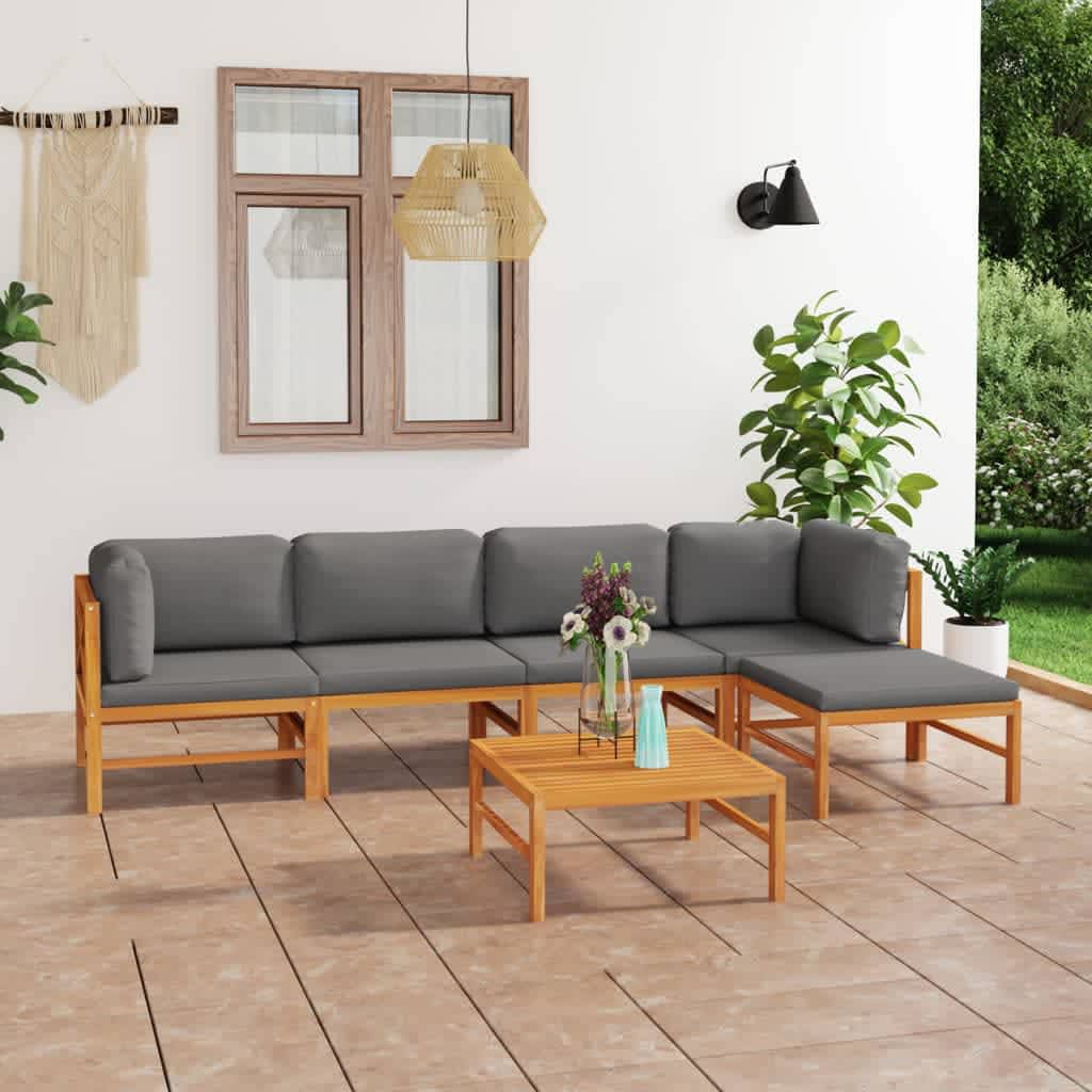 Set Mobilier Grădină Cu Perne , 4 Piese, Lemn Masiv De Tec