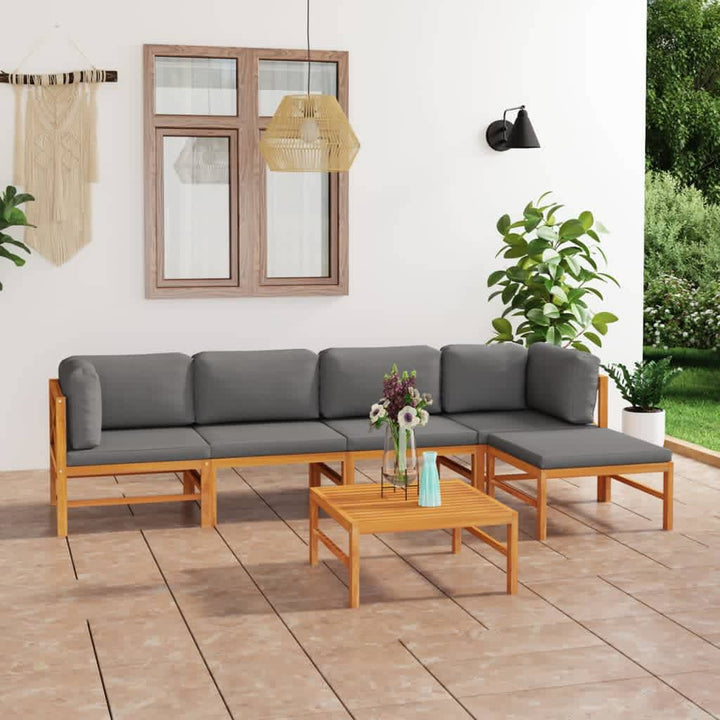 Set Mobilier Grădină Cu Perne , 4 Piese, Lemn Masiv De Tec