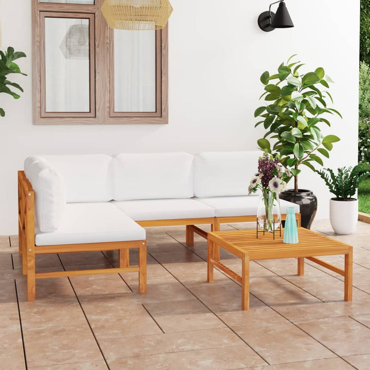 Set Mobilier Grădină Cu Perne , 4 Piese, Lemn Masiv De Tec