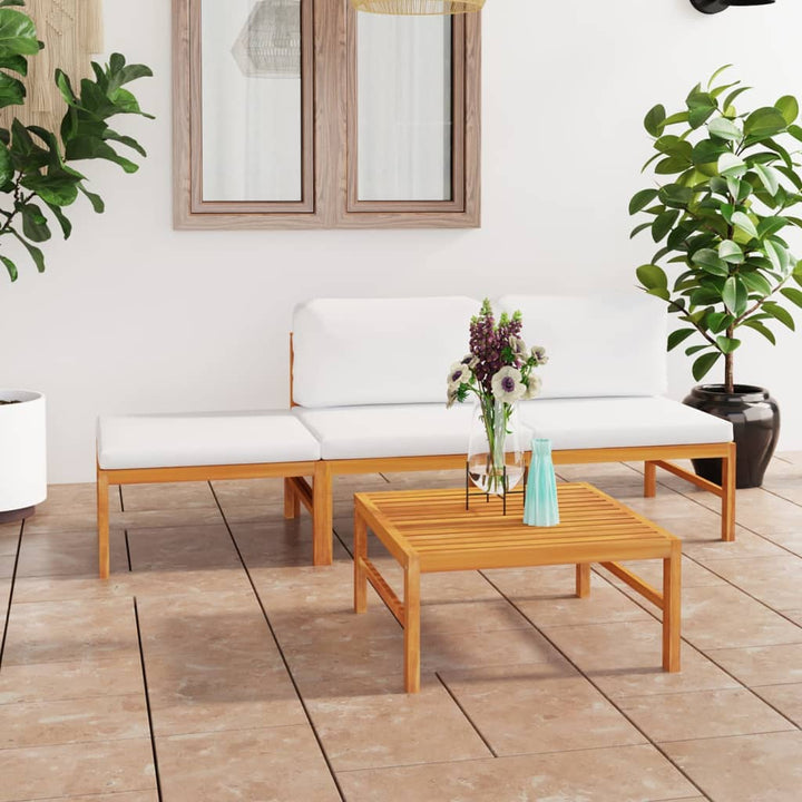 Set Mobilier Grădină Cu Perne , 4 Piese, Lemn Masiv De Tec