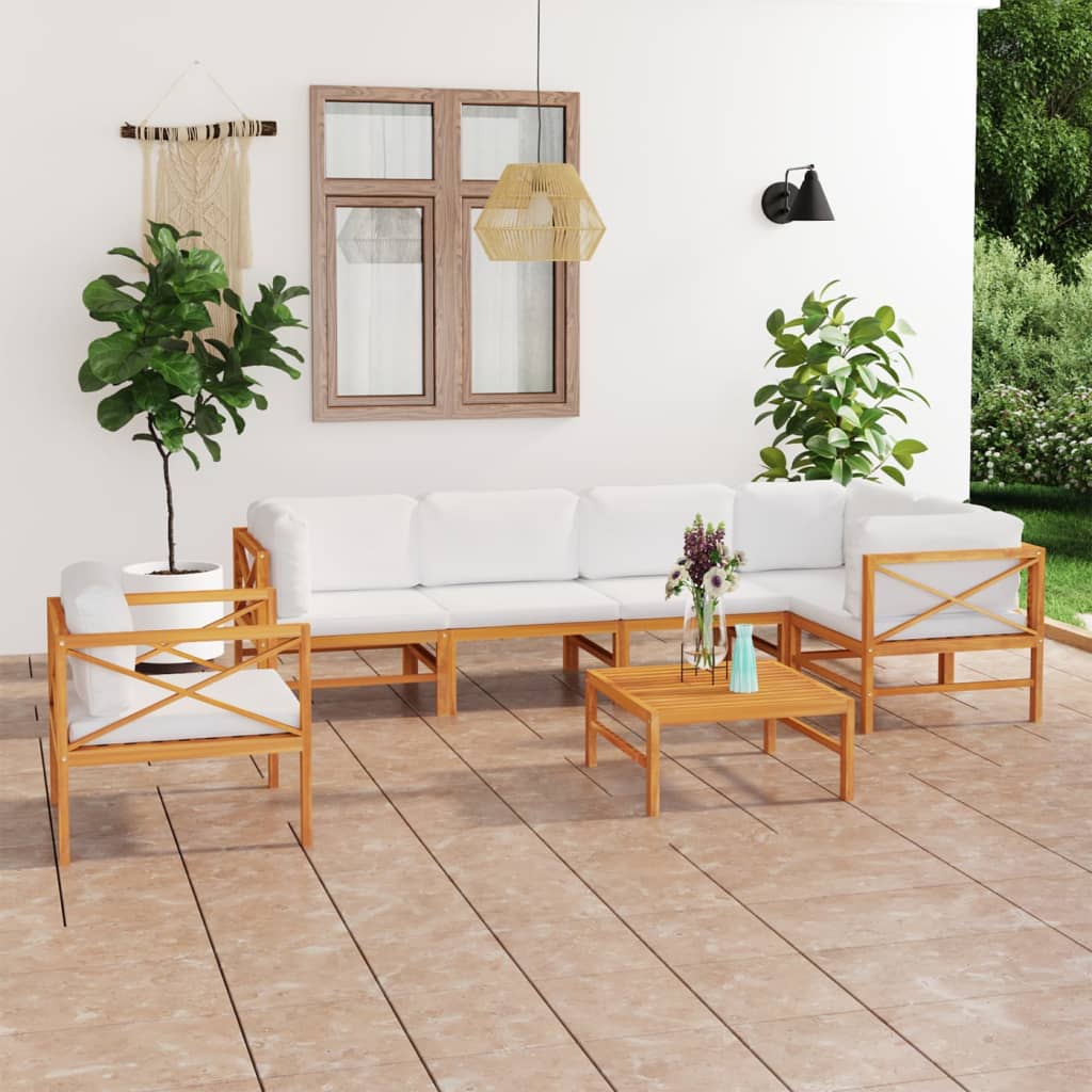 Set Mobilier Grădină Cu Perne , 4 Piese, Lemn Masiv De Tec