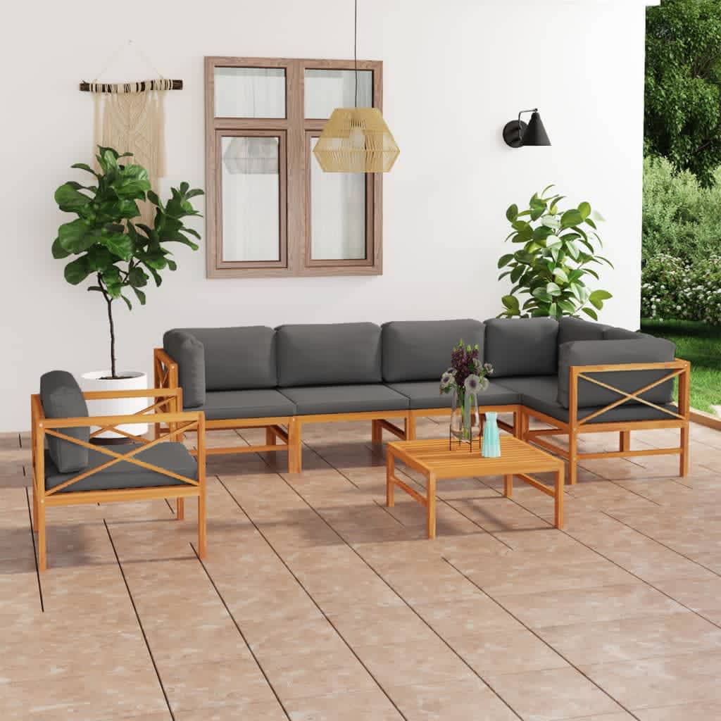 Set Mobilier Grădină Cu Perne , 4 Piese, Lemn Masiv De Tec