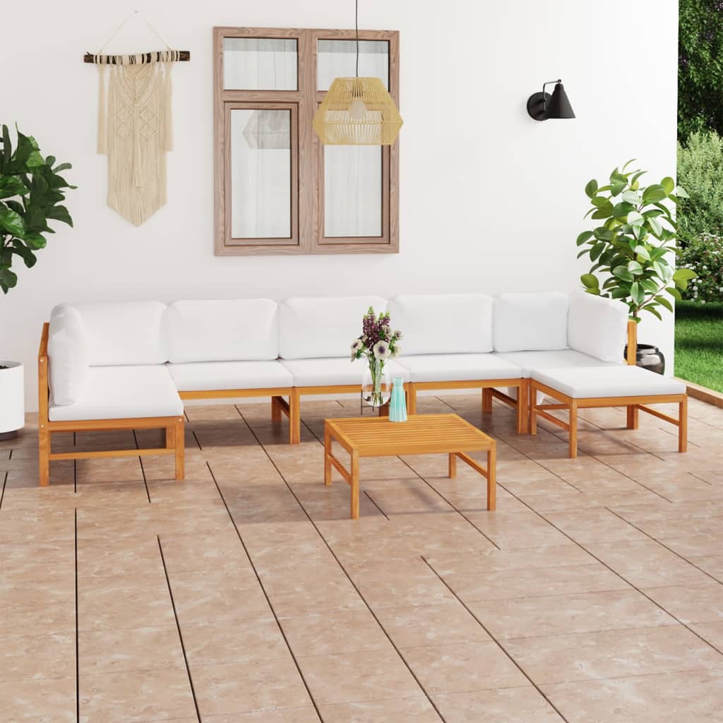 Set Mobilier Grădină Cu Perne , 4 Piese, Lemn Masiv De Tec