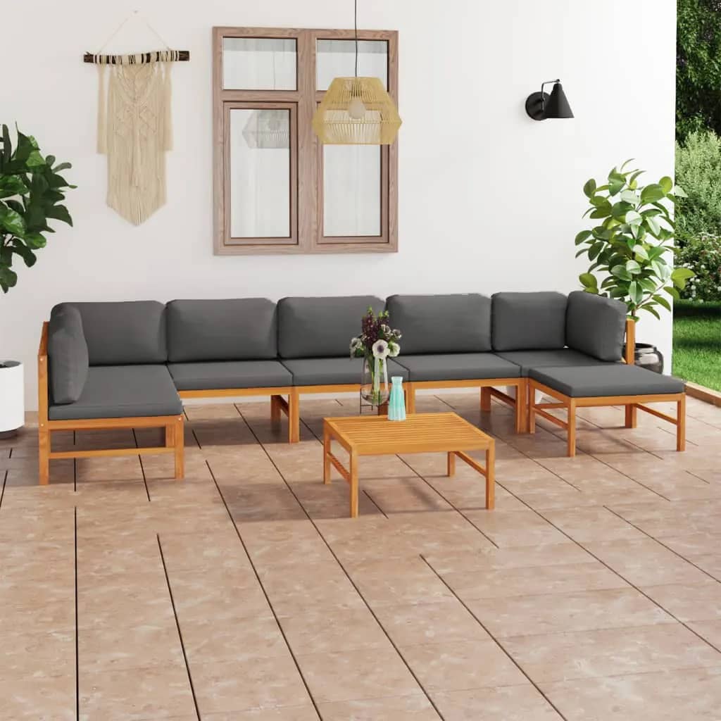 Set Mobilier Grădină Cu Perne , 4 Piese, Lemn Masiv De Tec