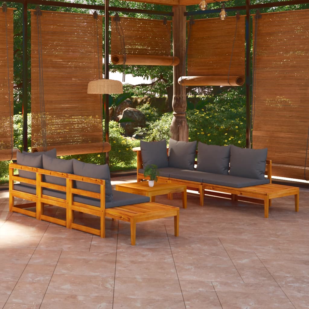 Set Mobilier Grădină Perne , 5 Piese, Lemn Acacia