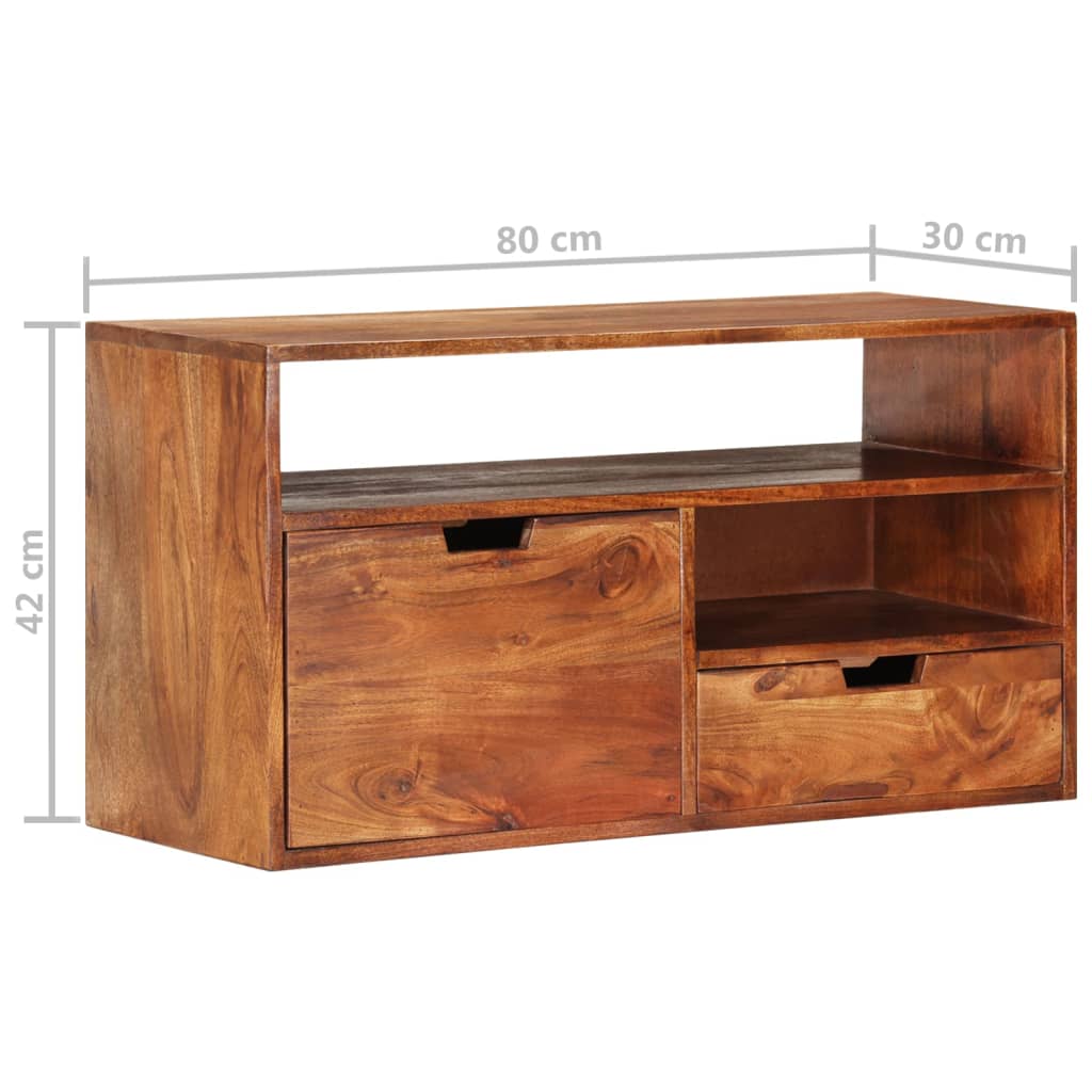Comodă Tv, 80X30X, Lemn Masiv De Acacia