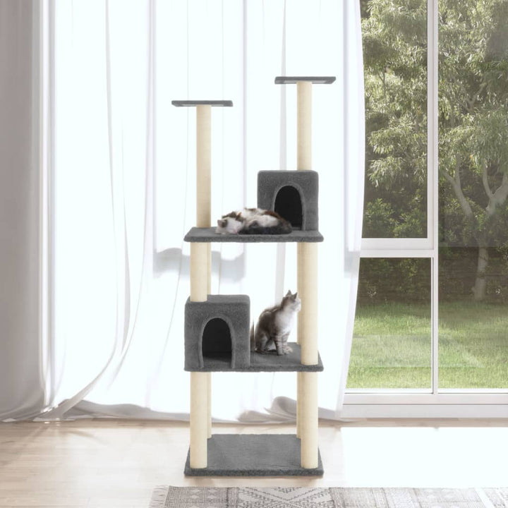 Ansamblu Pisici Cu Stâlpi Din Funie De Sisal, , 141 Cm