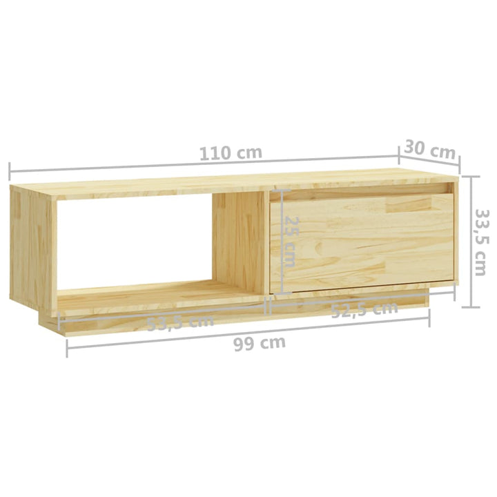 Comodă Tv, 110X30X33,5 Cm, Lemn Masiv De Pin