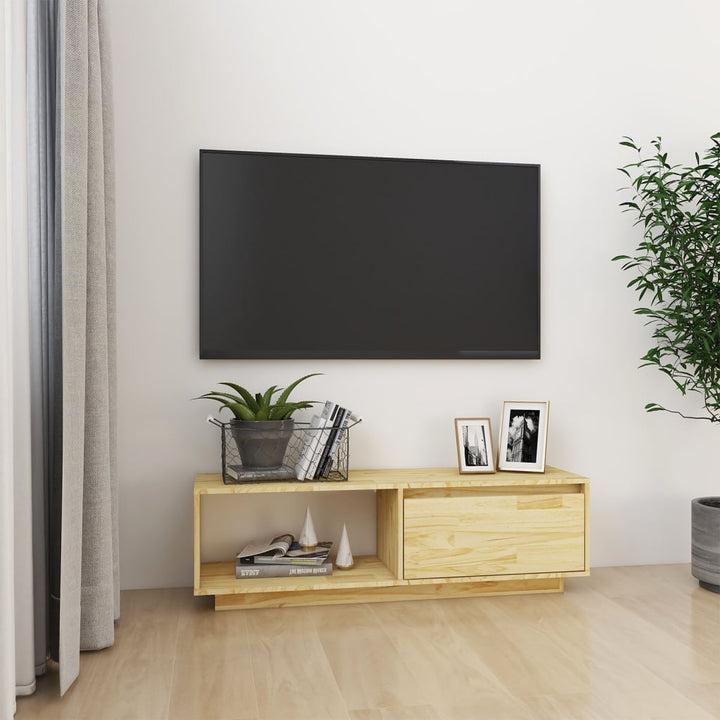Comodă Tv, 110X30X33,5 Cm, Lemn Masiv De Pin