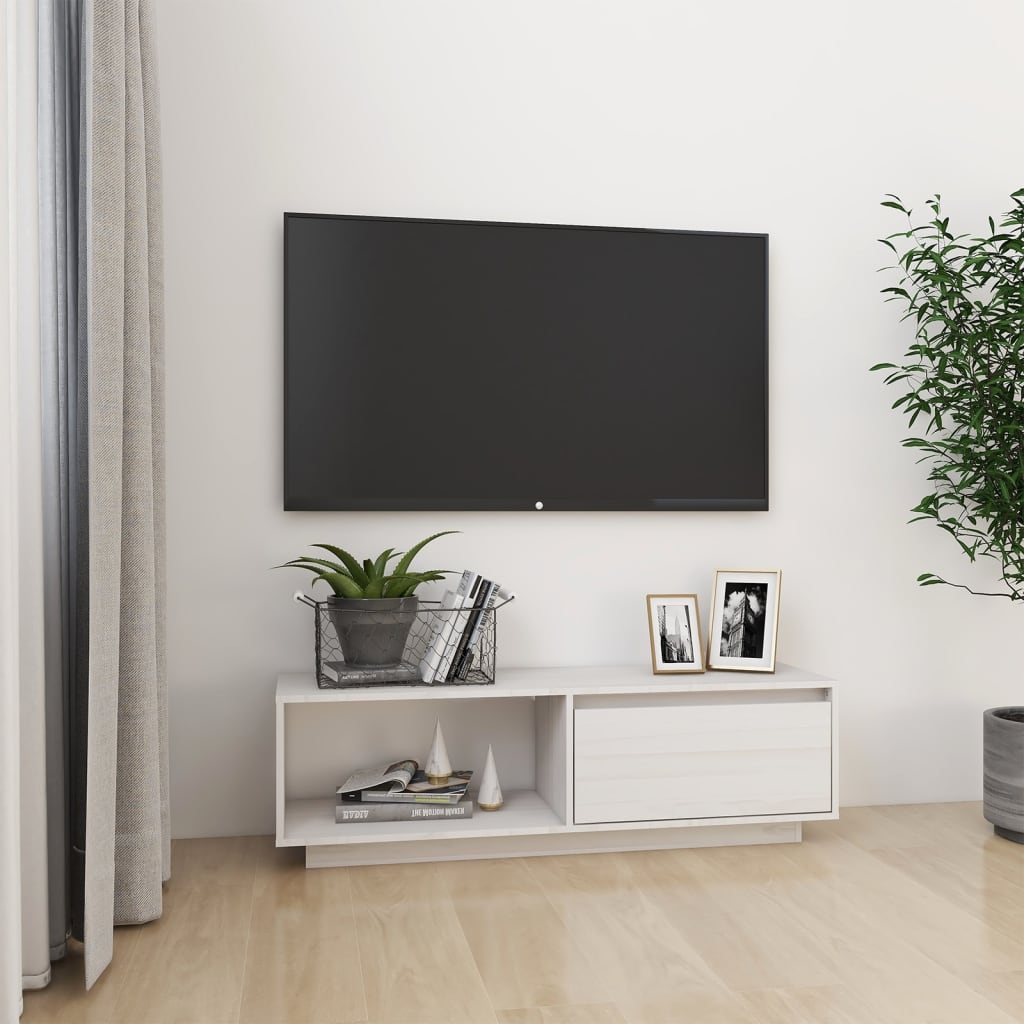 Comodă Tv, 110X30X33,5 Cm, Lemn Masiv De Pin