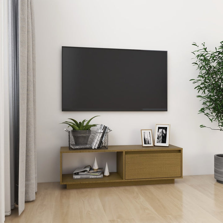 Comodă Tv, 110X30X33,5 Cm, Lemn Masiv De Pin