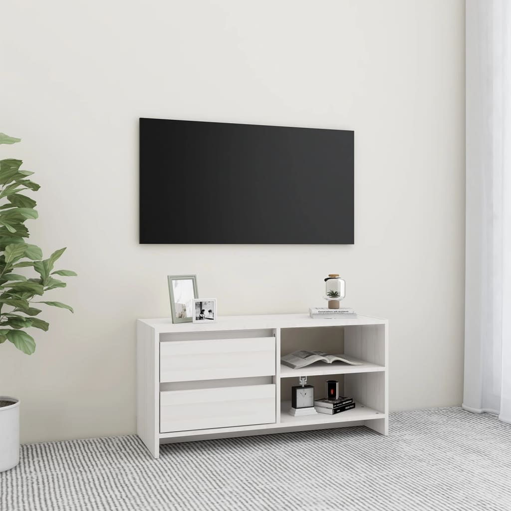 Comodă Tv, 80X31X39 Cm, Lemn Masiv De Pin