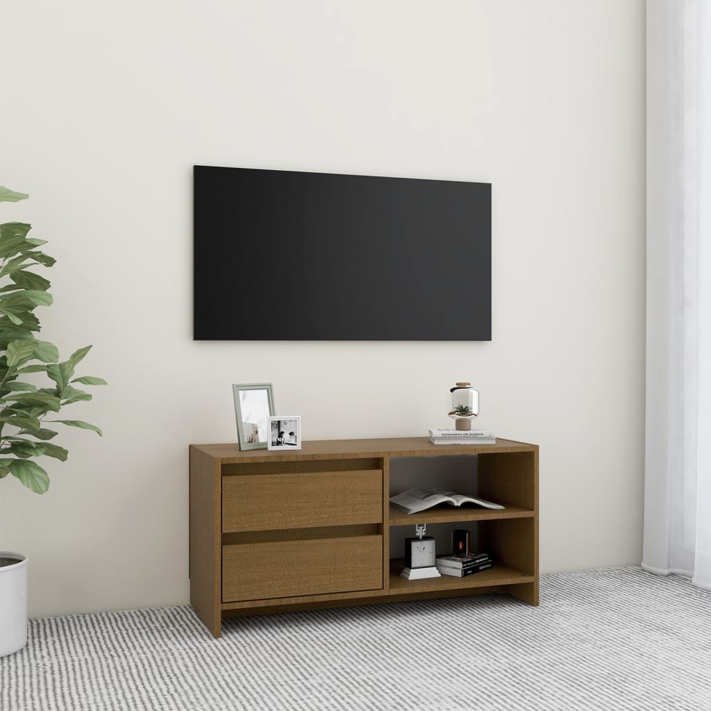 Comodă Tv, 80X31X39 Cm, Lemn Masiv De Pin