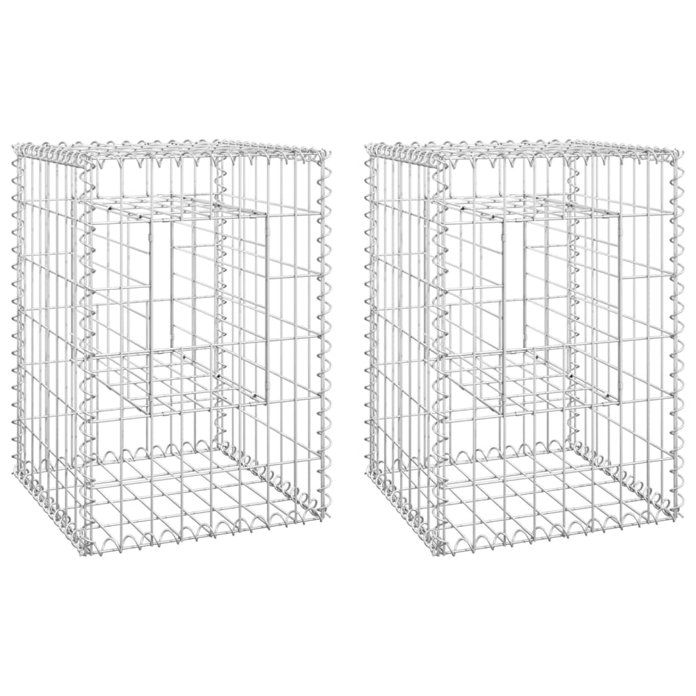 Stâlpi Tip Coș Gabion, 2 Buc., , Fier