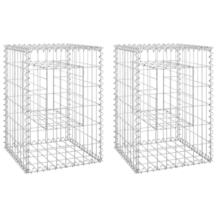 Stâlpi Tip Coș Gabion, 2 Buc., , Fier