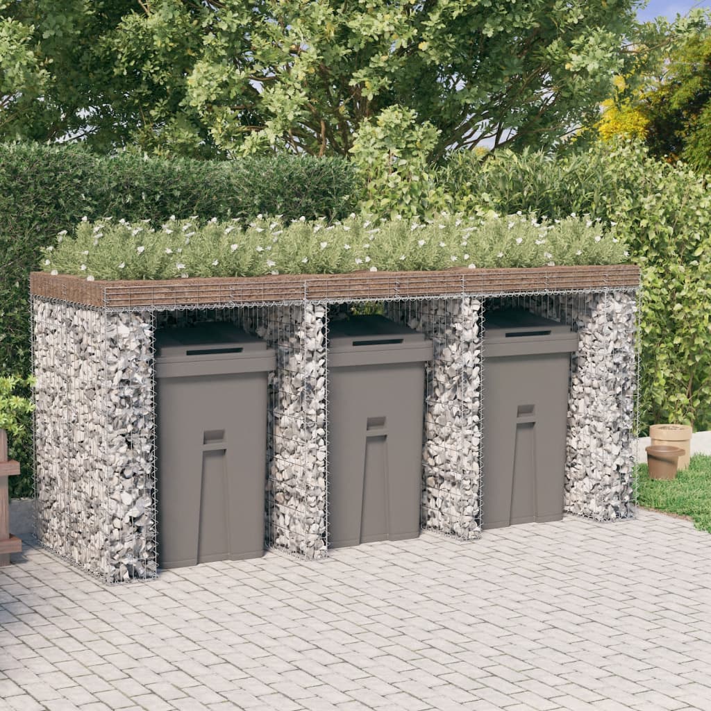 Perete Gabion Pentru Pubela Gunoi 270X91X120 Cm Fier Galvanizat