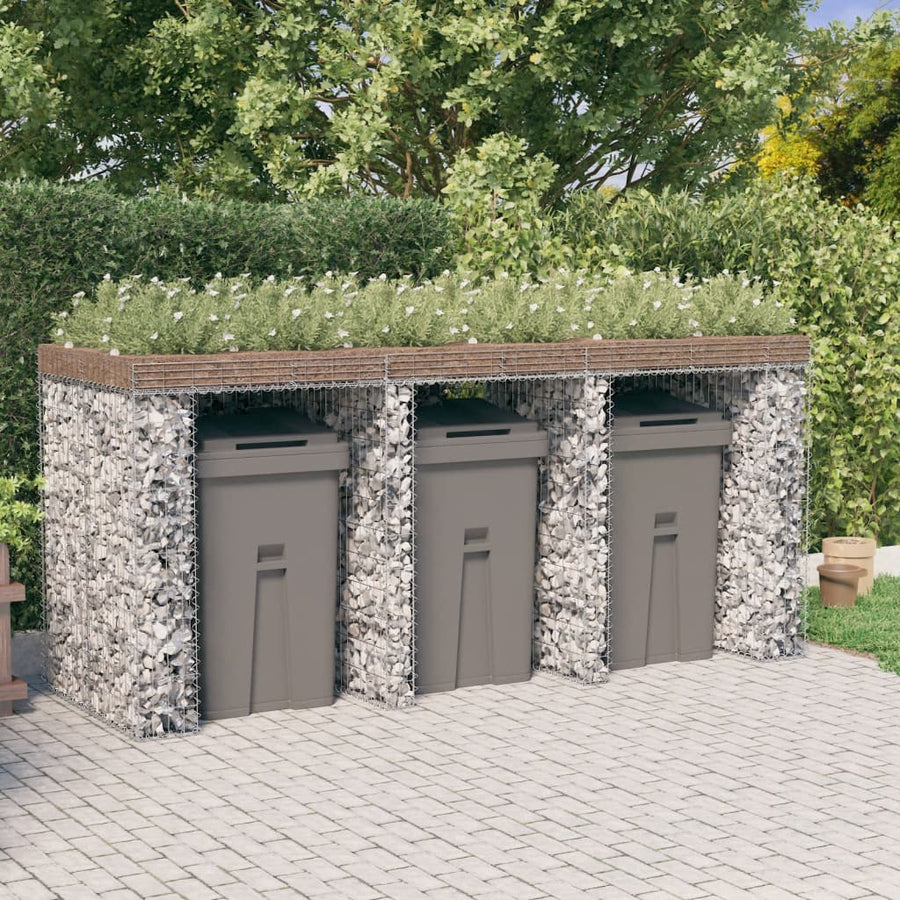 Perete Gabion Pentru Pubela Gunoi 270X91X120 Cm Fier Galvanizat