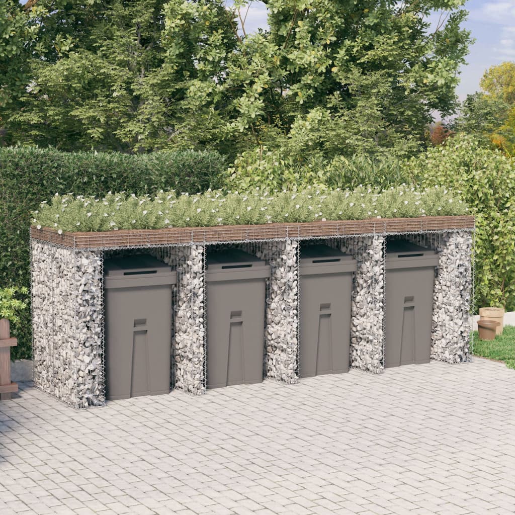 Perete Gabion Pentru Pubela Gunoi 270X91X120 Cm Fier Galvanizat