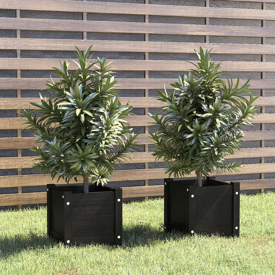 Jardiniere Grădină, 2 Buc., , 31X31X31 Cm, Lemn Masiv Pin