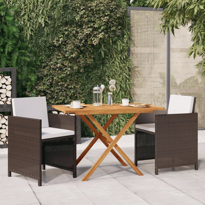 Set Mobilier De Grădină Cu Perne, 3 Piese, Negru, Poliratan