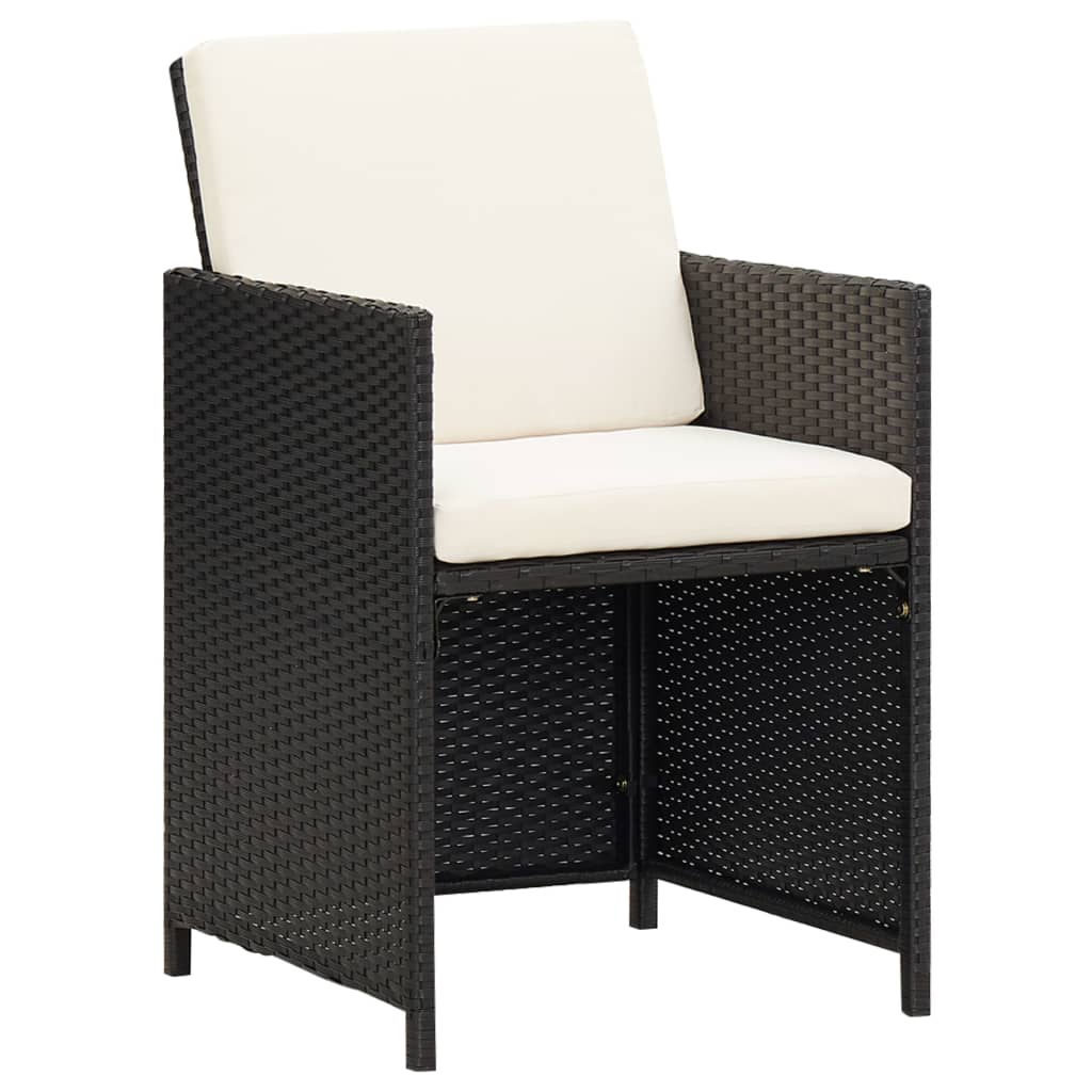 Set Mobilier De Grădină Cu Perne, 3 Piese, Negru, Poliratan