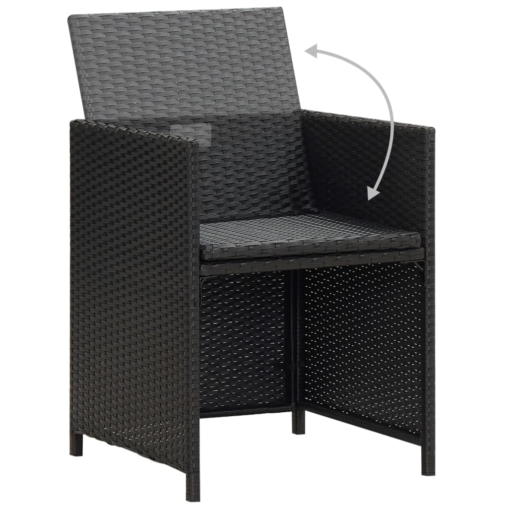 Set Mobilier De Grădină Cu Perne, 3 Piese, Negru, Poliratan